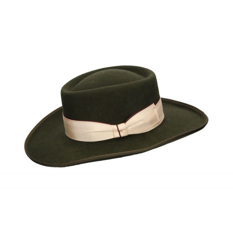 Chapeau gambler en laine kaki