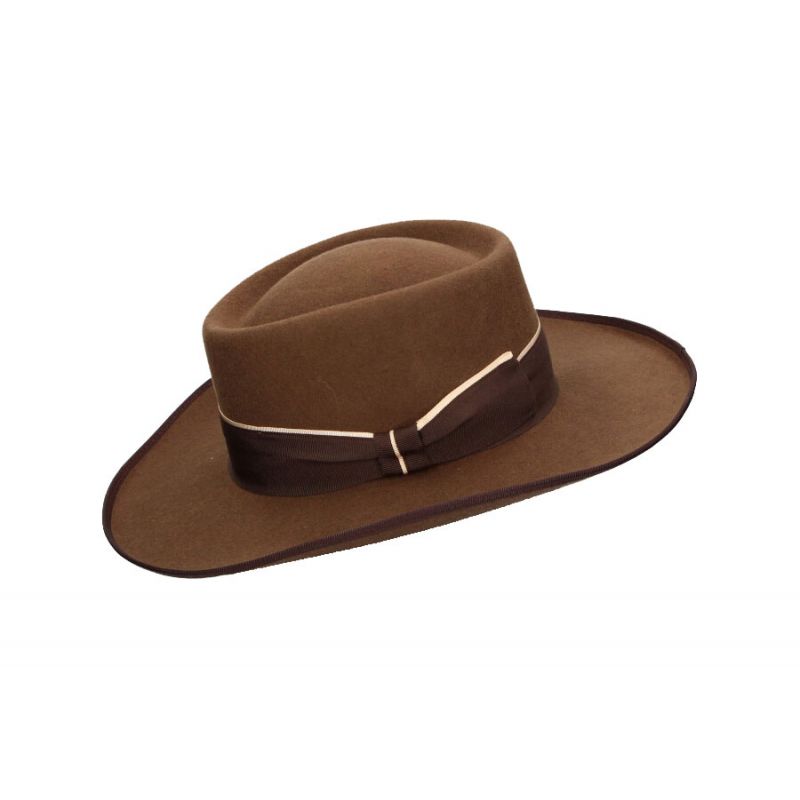 Chapeau gambler en laine havane