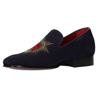 Mocassin marine brodé soleil et lion