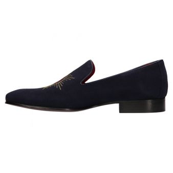 Mocassin marine brodé soleil et lion
