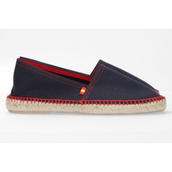 Camping sneaker in navy with red topstitching