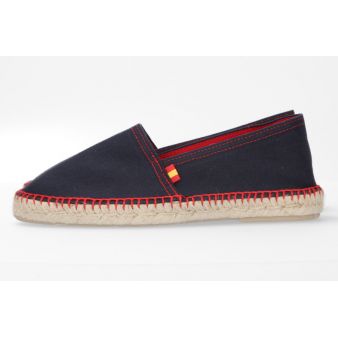 Camping sneaker in navy with red topstitching