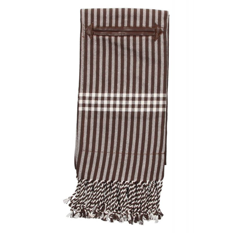 Canvas footrest blanket with brown striped pouch