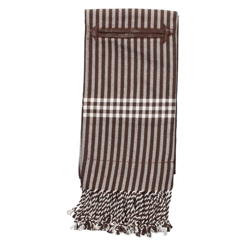 Couverture d'étriers en toile avec poche à rayures marron