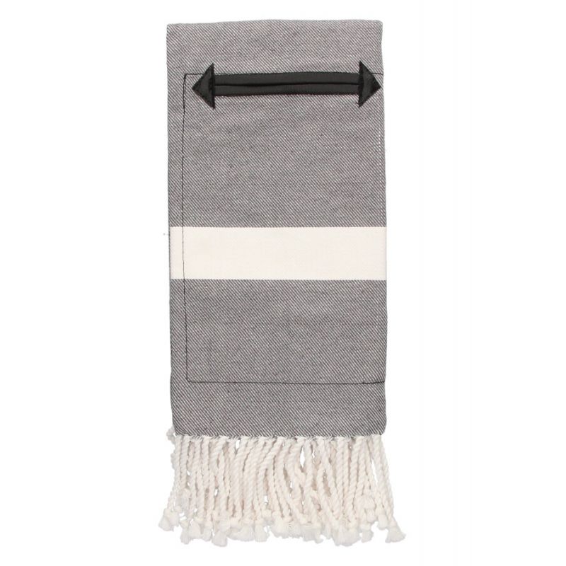 Manta de estribo de lona com bolso preto e branco