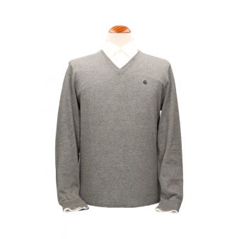 Jersey cuello pico gris medio