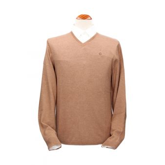 Jersey cuello pico camel
