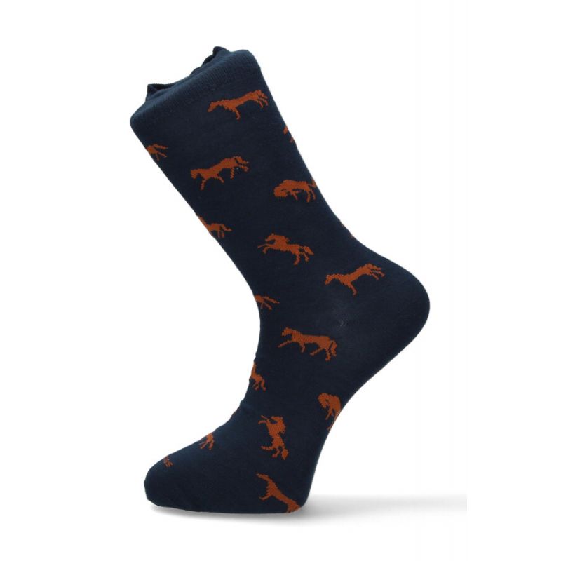 Meia com estampado de cavalos azul