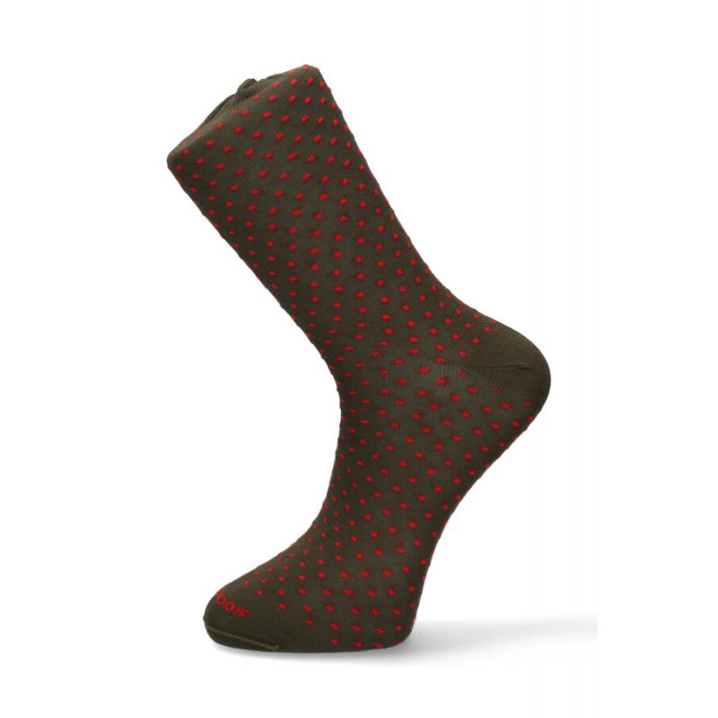 Chaussettes vertes avec carreaux rouges