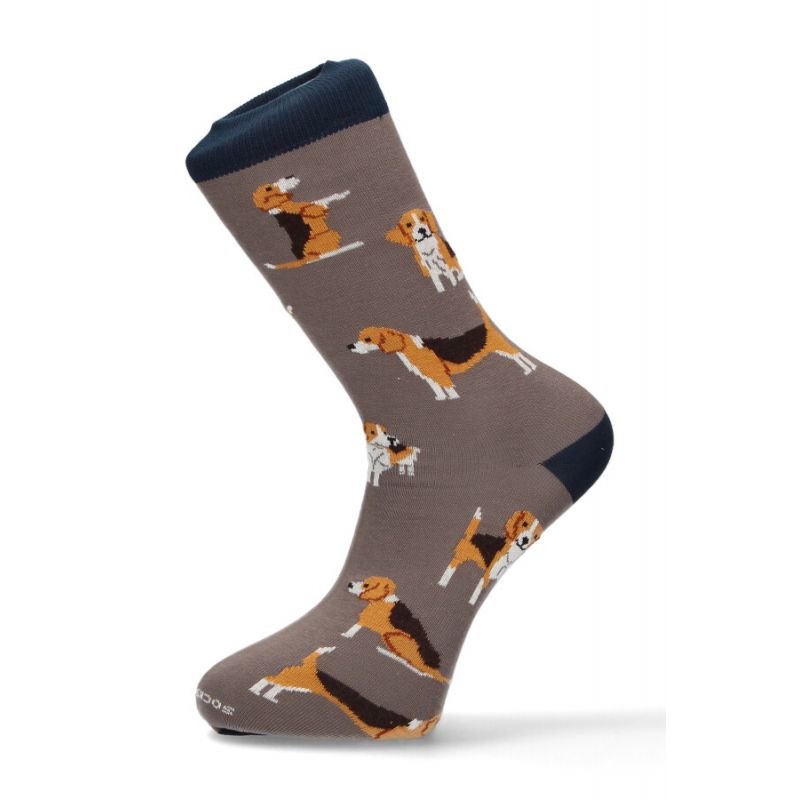 Chaussettes gris-marine avec motifs beagle