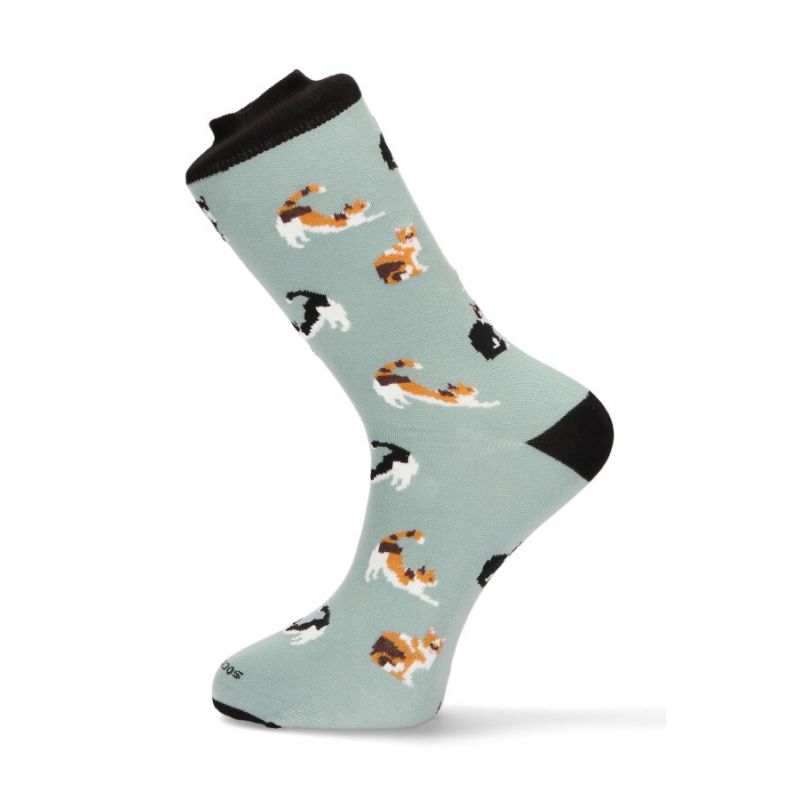 Chaussettes gris clair avec motifs chat "Miau"