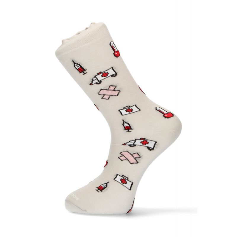 Chaussettes grises avec motifs docteur