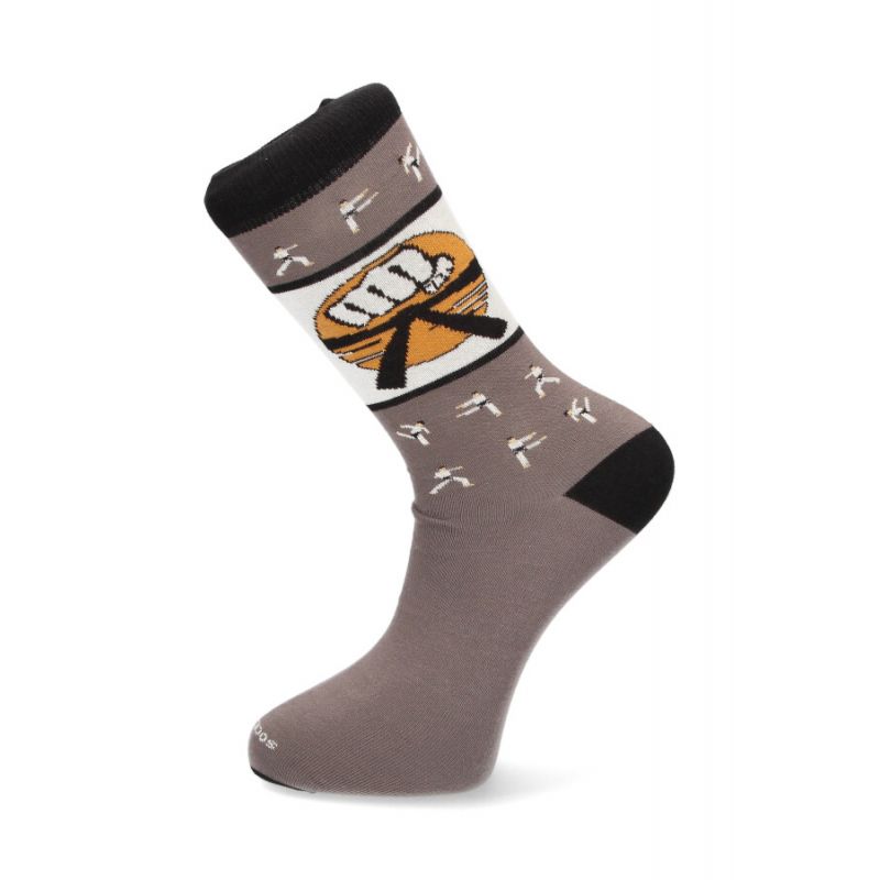 Chaussettes grises avec motifs karaté