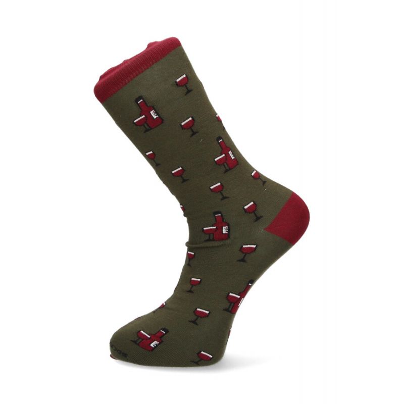 Chaussettes vertes avec motifs verres de vin