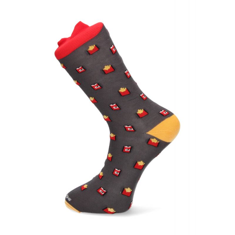 Chaussettes grises avec motifs chips