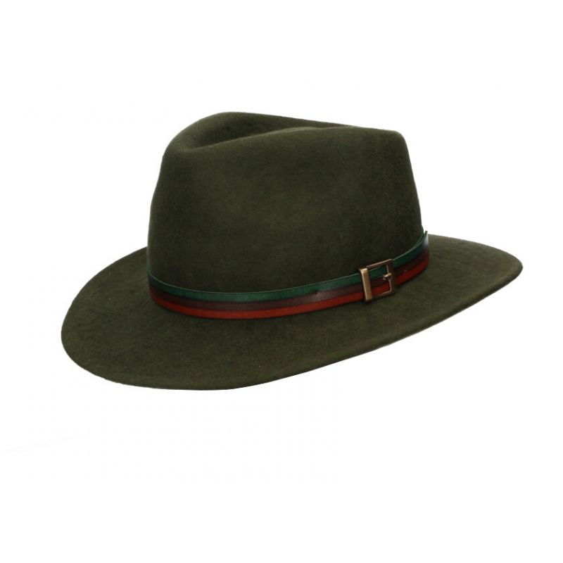 Chapeau australien en laine kaki