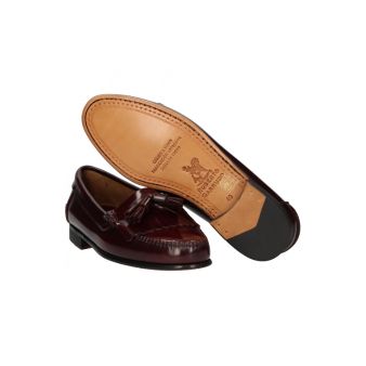 Mocassin avec franges et pompons bordeaux