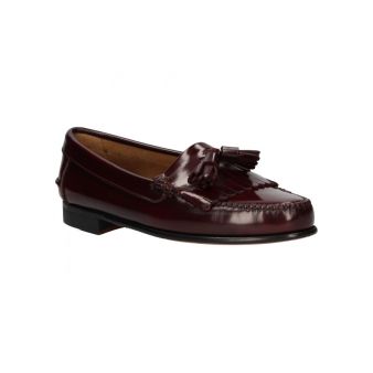 Mocassin avec franges et pompons bordeaux