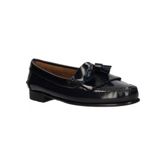 Mocassin avec franges et pompons bleu marine