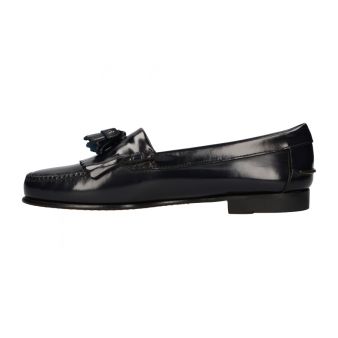 Mocassim com franjas e borlas azul-marinho