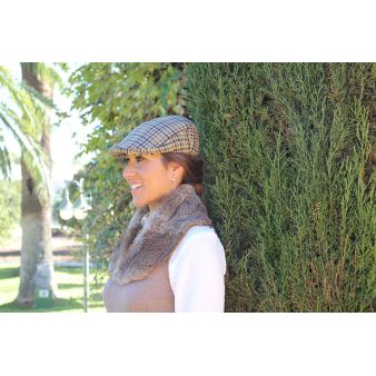 Casquette campera à carreaux camel