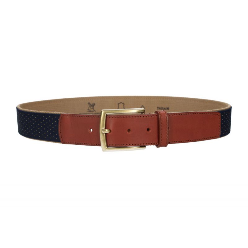 Ceinture en toile bleue à pois jaunes