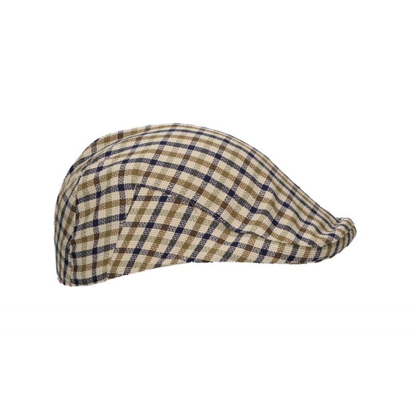 Casquette campera à carreaux beige avec lignes vertes