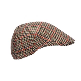Casquette pied-de-poule lignes orange