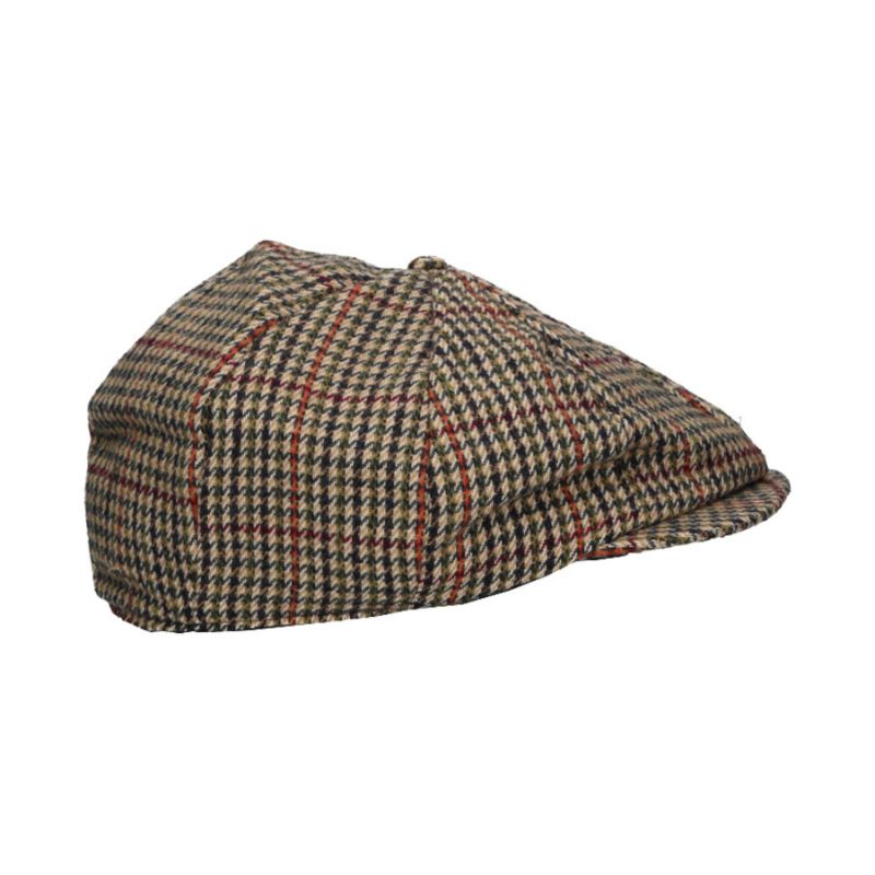 Casquette irlandaise chevrons marron lignes vertes