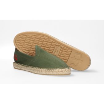 Mocassin en toile de jute kaki