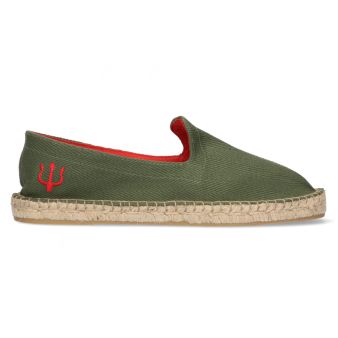 Mocassin en toile de jute kaki