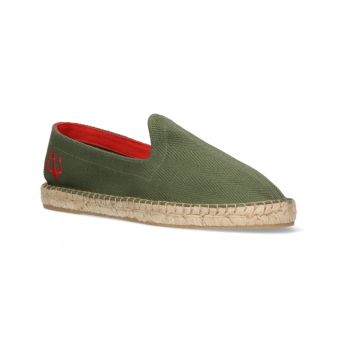 Mocassin en toile de jute kaki