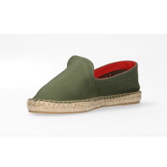 Mocassin en toile de jute kaki