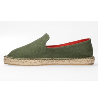 Mocassin en toile de jute kaki