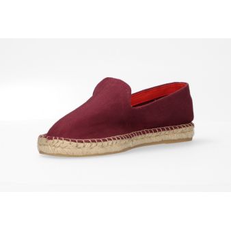 Mocassin en toile de jute bordeaux