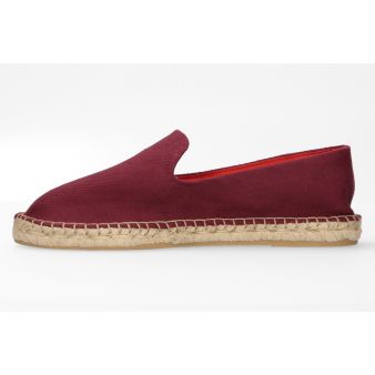 Mocassin en toile de jute bordeaux