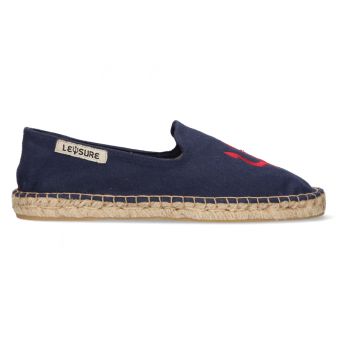 Mocassin marine brodé trident rouge