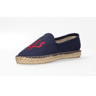 Mocassin marine brodé trident rouge