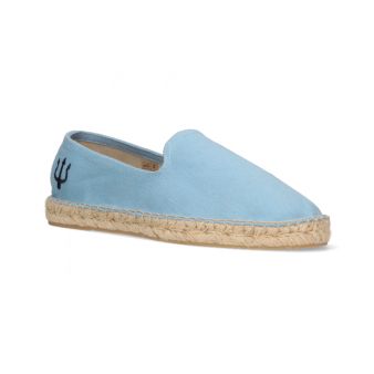 Mocassin bleu ciel brodé