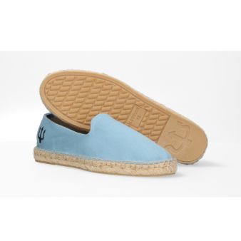 Mocassin bleu ciel brodé