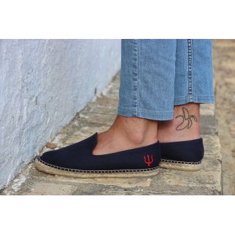 Mocassin en toile de jute marine