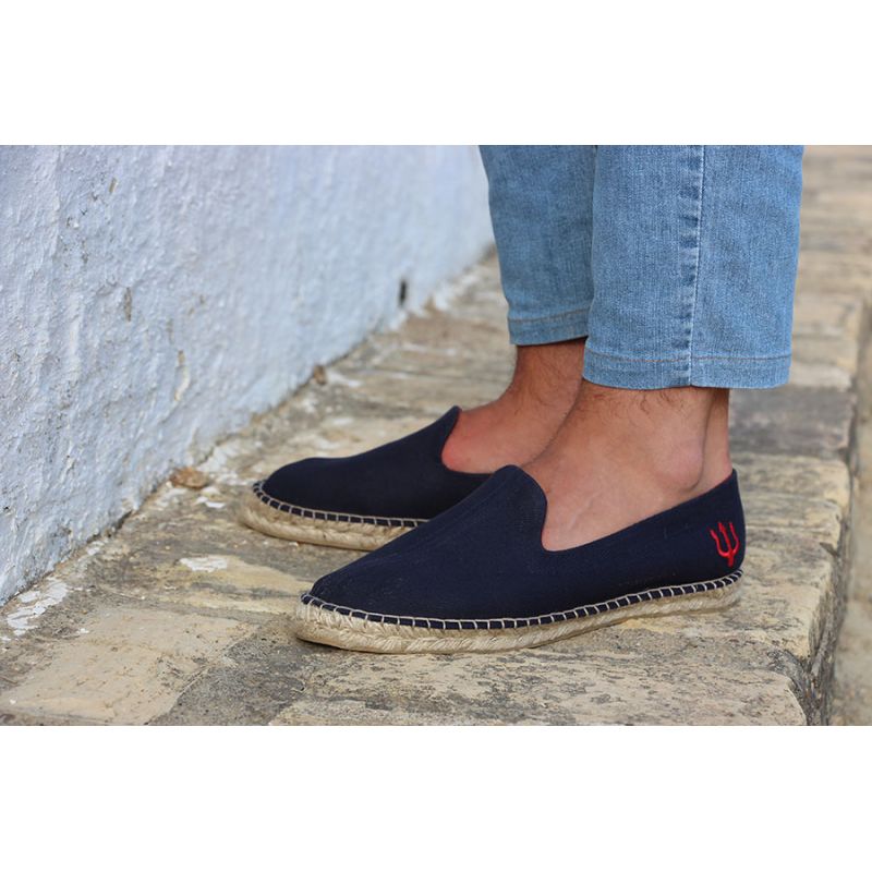 Mocassin en toile de jute marine