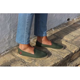 Mocassin en toile de jute kaki
