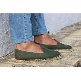 Mocassin en toile de jute kaki
