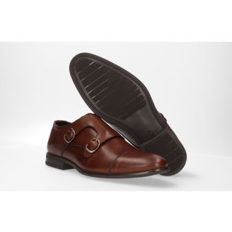 Mocassin double boucle cognac