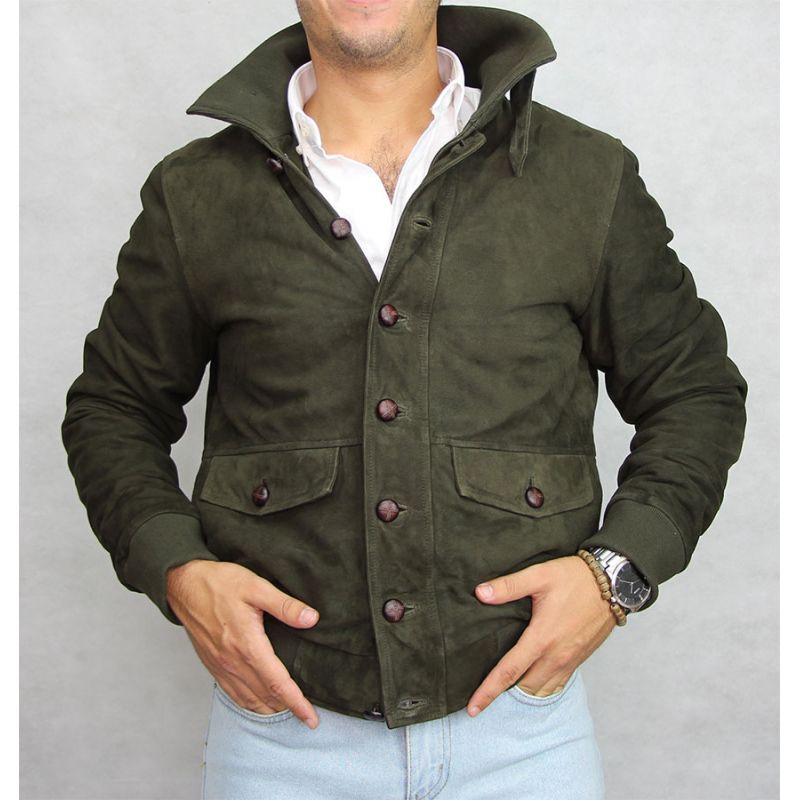 Blouson Sevilla en peau retournée kaki