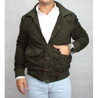 Blouson Sevilla en peau retournée kaki