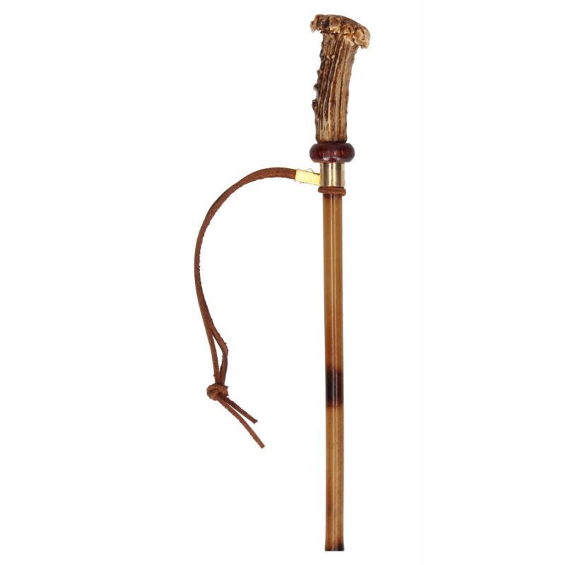 Cravache en bambou avec pommeau en corne de cerf