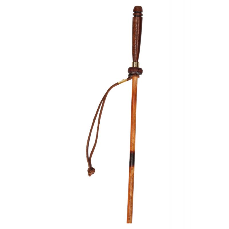 Canne en jonc avec pommeau en bois