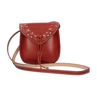 Small punched leather crossbody bag